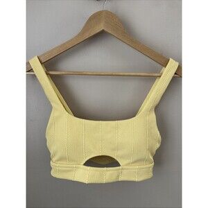 Aerie Women’s M Yellow Ribbed Scoop Bikini Top Swimwear